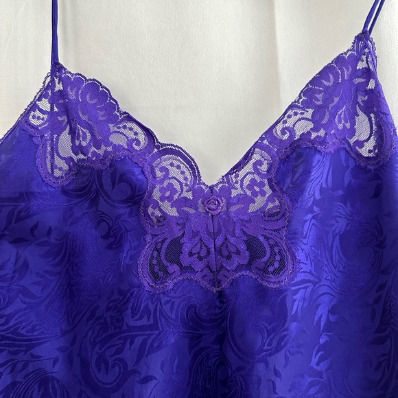 Vintage Deena Purple Slip Dress with Lace Detail Womens Size M/L - Picture 3 of 6